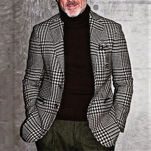 kentucky  derby Men's Houndstooth Long Sleeve Turndown Fashion Streetwear Business Work Wear to work Going out Buttons Print4