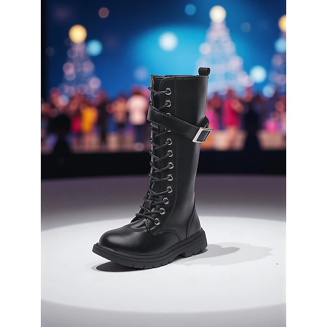 Korean Idol Inspired Pop Star Costume Shoes Girls' White Lace-Up Knee ...