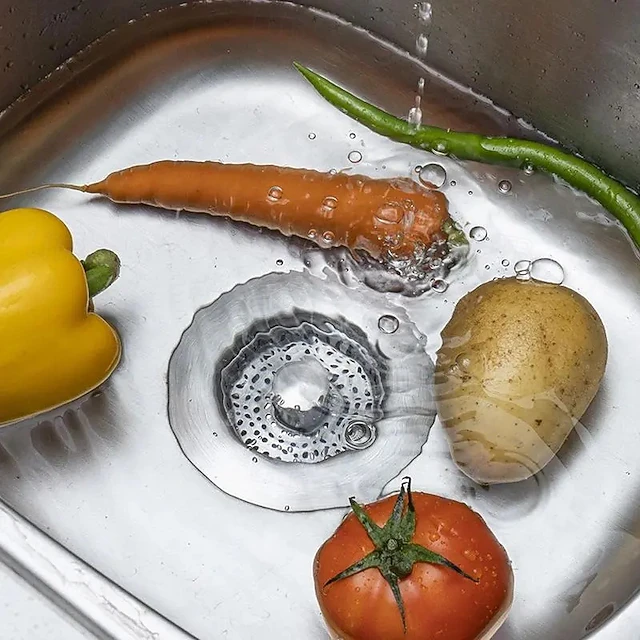 3-in-1 Stainless Steel Kitchen Sink Drain Strainer Anti-Clogging Food ...
