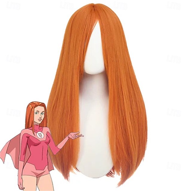 Invincible Atom Eve Orange Halloween Cosplay Party Wigs3