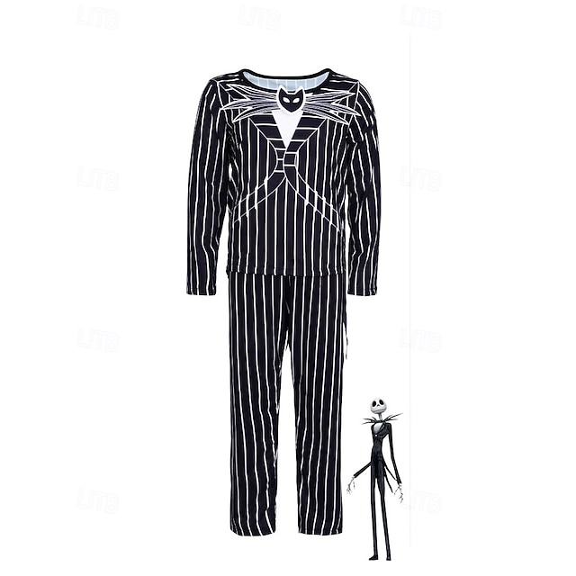  Jack Skellington Halloween cosplay-kostym kläder kostymer och kavajer The Nightmare Before Christmas cosplay barns halloween karneval maskeradföreställning enkla halloween-kostymer klä upp