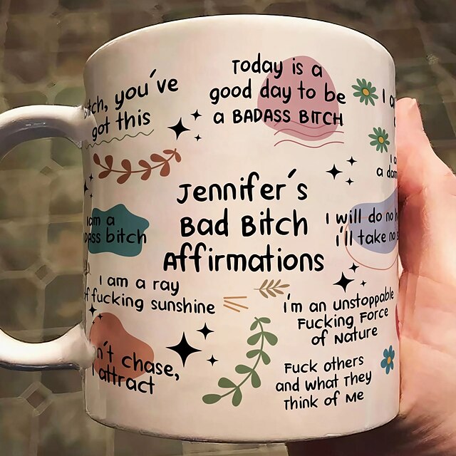 Personalized Funny Mug Custom Name Christmas Gift Mug Bad B*Tch Affirmations - For Coworkers Friends Self Gift4
