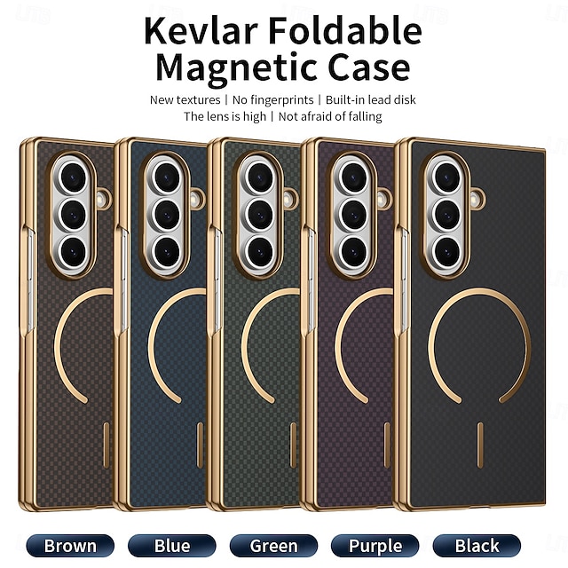  Phone Case For Samsung Galaxy Z Fold 7 Z Fold 6 Z Fold 5 Z Fold 4 Z Fold 3 Back Cover with Screen Protector Magnetic Support Wireless Charging Retro Plating PC PU Leather