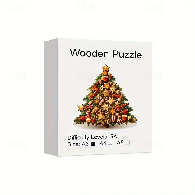  Weihnachtsbaum-Holzpuzzle, Kunst, Tierform, Puzzleteile, Weihnachtsspielzeug mit schöner Verpackung, Weihnachtsgeschenk, Wohnkultur, Familienspiel