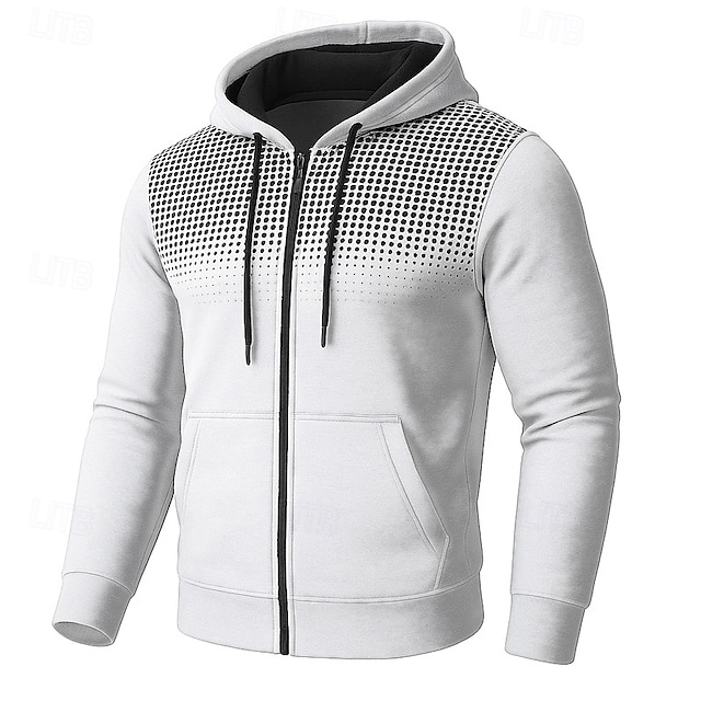  Per uomo Felpa con cappuccio Felpa con cappuccio a zip intera Felpa con cappuccio in pile Felpa con cappuccio foderata in pile Nero Bianco Rosso Blu Grigio scuro Con Cappuccio Semplice Blocco di
