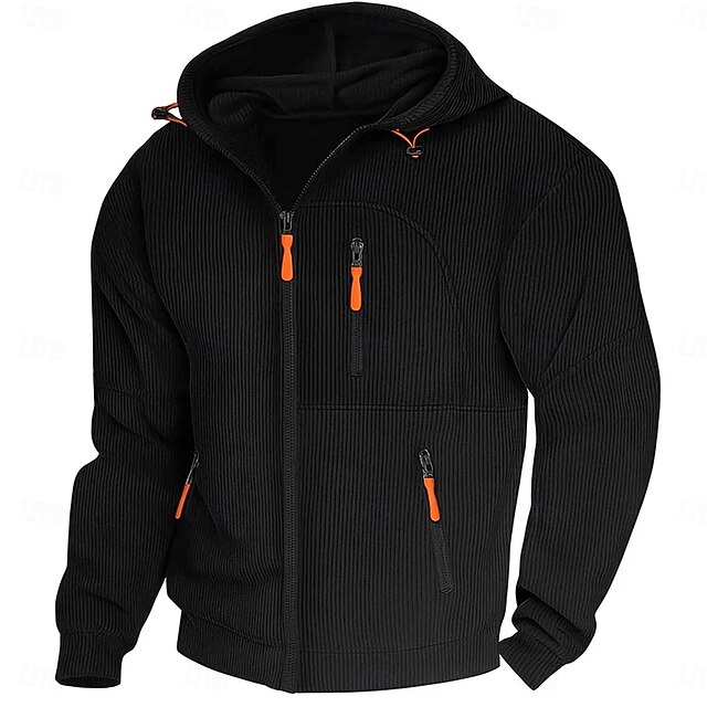 Men's Hoodie Full Zip Hoodie Corduroy Tactical Hoodie Black Army Green