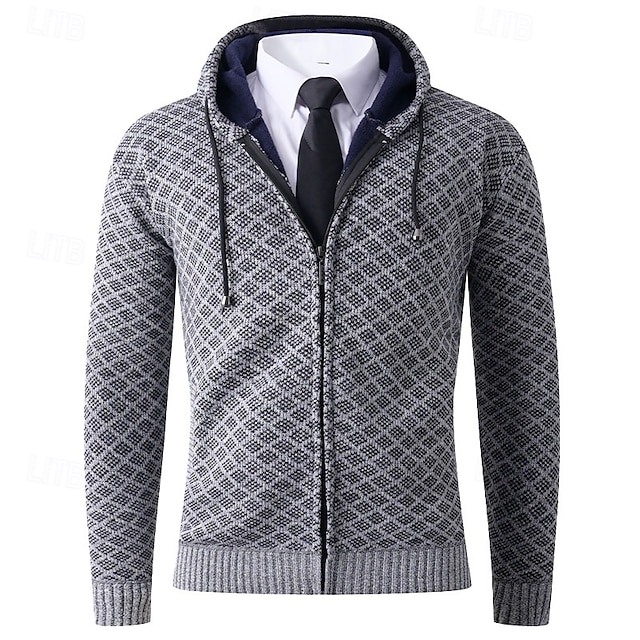  Herren Pullover Kleid Pullover Strickjacke Reißverschluss-Pullover Strickpullover Gerippt Stricken Normale Oberteile Gestrickt Gerippt Einfach Mit Kapuze Mode Schals Lässig Alltagskleidung Bekleidung