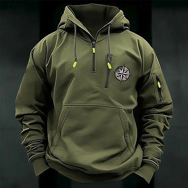  Per uomo Felpa con cappuccio Felpa con cappuccio e zip corta Felpa con cappuccio tattica Nero Verde militare Borgogna Blu marino Blu Reale Con Cappuccio Semplice Cerniera Sport & Outdoor Casuale