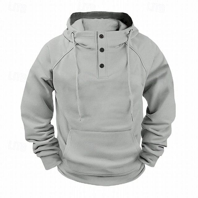  Per uomo Felpa con cappuccio Felpa con cappuccio abbottonata Felpa con cappuccio tattica Nero Bianco Borgogna Blu marino Cammello Con Cappuccio Semplice Tasca Sport & Outdoor Casuale Quotidiano