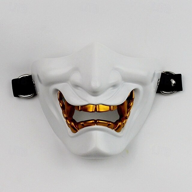 J-ouuo Masque de costume d'Halloween - Masque facial japonais - Demi-visage - Masque de samouraï Oni - Esprit Prajna - Casque de cosplay pour fête