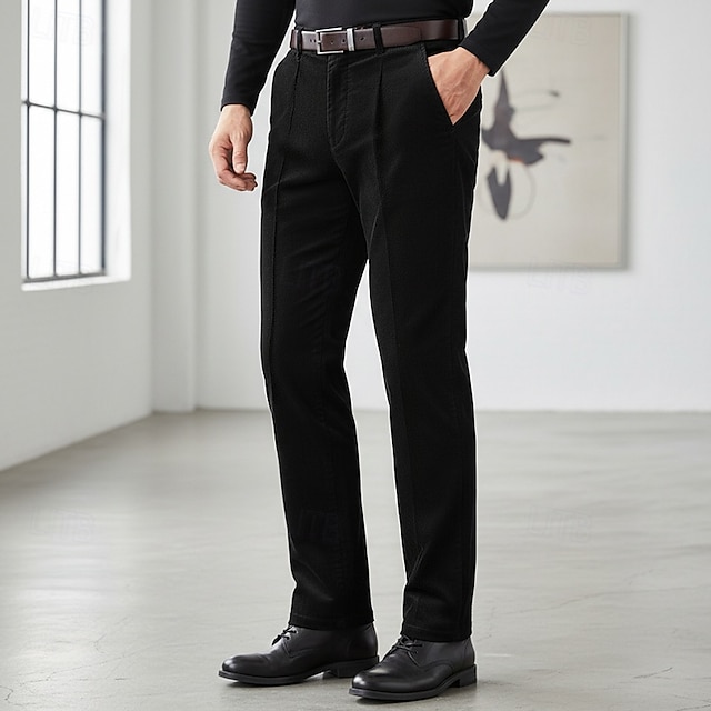 Herre Bukser Dressbukser Kordfløyel bukse Vinterbukser Lomme عادي Komfort Myk Full lengde utendørs Virksomhet Avslappet Mote Klassisk Stil Svart Navyblå Uelastisk