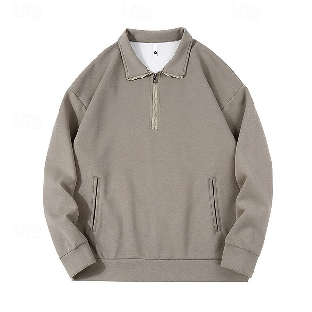 Women's Pullover Sweatshirts Zip Up Sweatshirts Plain Sports Fashion Casual Long Sleeve High Neck Regular Tops Street Dailywear Casual Half Zipper Quarter Zipper Zipper Gray Fall Winter4