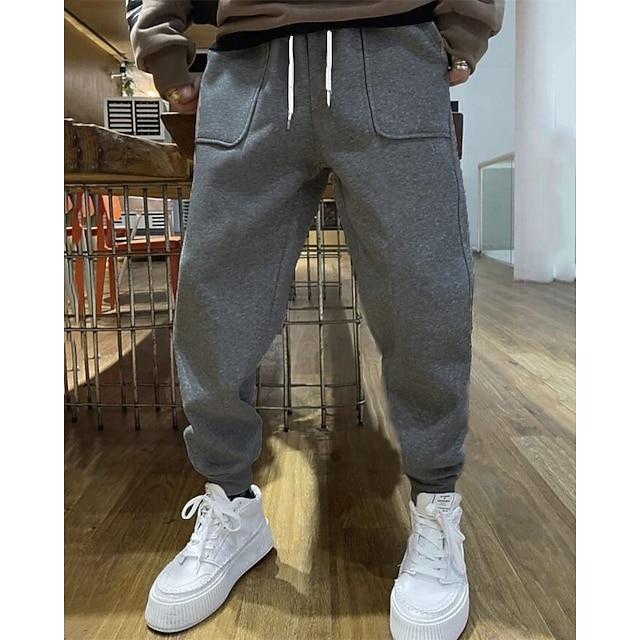  Herren Jogginghose Hose Kordelzug Tasche Elastischer Bund Einfach Komfort Sport im Freien Täglich Mode Lässig Grau Mikroelastisch
