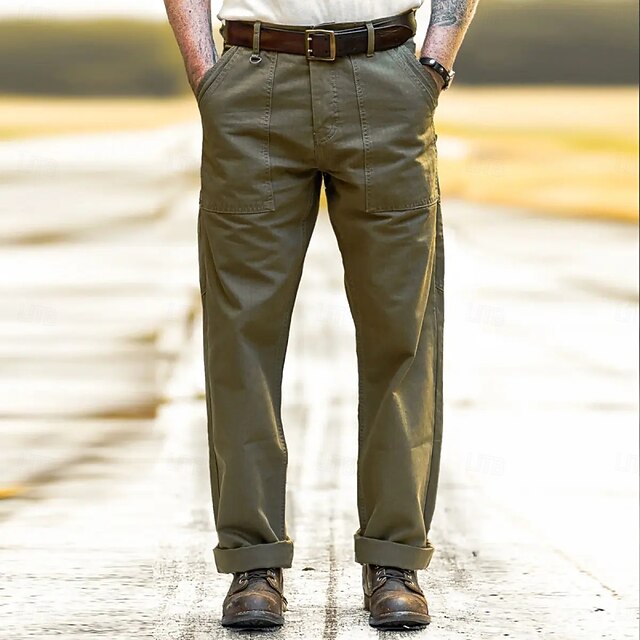 Men's Cargo Pants Cargo Trousers Tactical Pants Baggy Pants Pocket Straight Leg Plain Wearable Moisture Wicking Full Length Outdoor Daily Fashion Streetwear Green Inelastic4