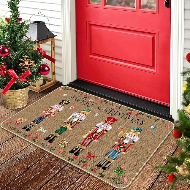  Jule skitt-resistent dørmatte inngangsgulv teppe mykt sklisikkert maskinvaskbart teppe kjøkken bad og stue
