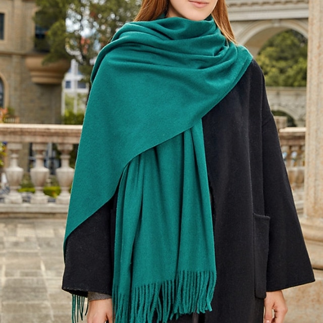  Жен. Прямоугольный платок Шарфы кольцом Повседневные выходные Синий Оранжевый ШАРФ Чистый цвет