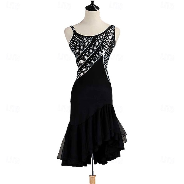  Damen Latein Rhythmus Salsa Gesellschaftstanz Kleid Wettkampfkostüm Wettbewerb Modern Walzer Cha Cha Kleid