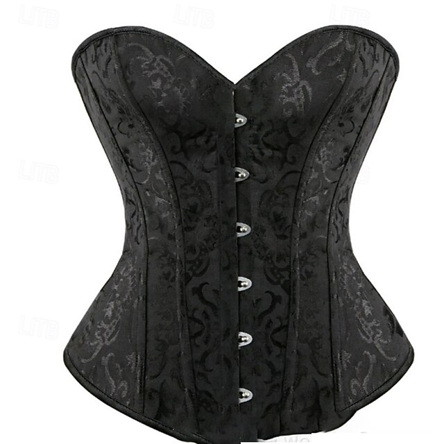 Women's Corset Shapewear Waist Cincher Shapewear Sexy Corset Sexy Sweet Floral Pure Color Buttons Vacation Party Street Sleeveless Corset Black White Spring Fall Slim Fit Tailored Fit4