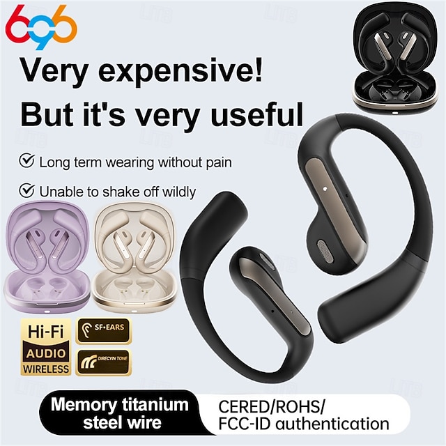  Cuffie con traduzione intelligente con intelligenza artificiale, cuffie sportive Bluetooth wireless di lunga durata, cuffie stereo con conduzione aerea semi-intraurale