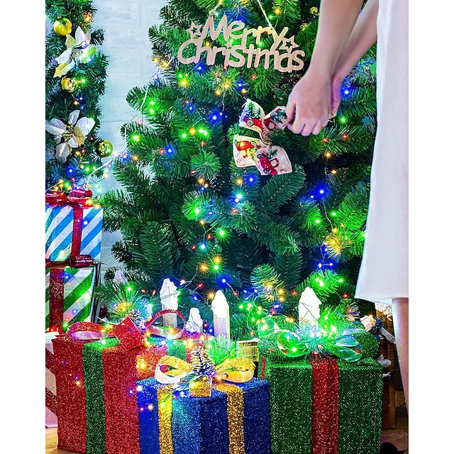  2m 100leds kobbertrådssnor lys fyrværkeri fe guirlande lys til jul vindue bryllup fest varm hvid indretning aa batteridrevet (kommer uden batteri)