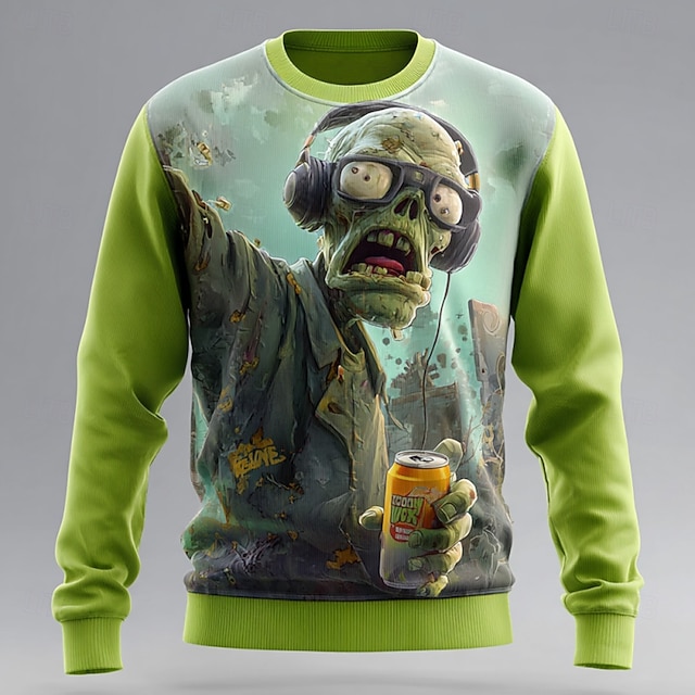  Halloween Per uomo Zombi Maglione Maglieria Girocollo Casual Vacanza Quotidiano Stampa 3D Tenere al caldo Manica Lunga Primavera Autunno Inverno verde 1# Verde 2# Verde 3#