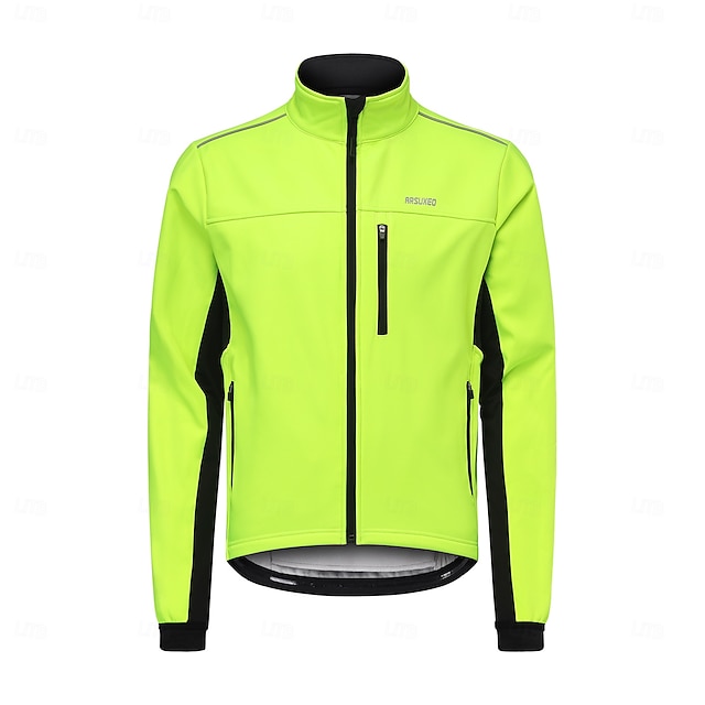  Arsuxeo Men's Cycling Jacket Windbreaker Fleece Jacket Winter Warm Ventilation Back Pocket Comfortable Bike Jacket Tracksuit Mountain Bike MTB Road Bike Cycling City Bike Cycling Black Red Blue Bike