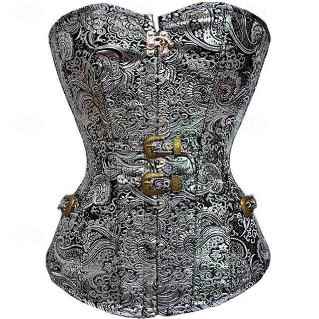 Women's Corset Shapewear Waist Cincher Shapewear Sexy Corset Gothic Sexy Floral Backless Vacation Street Date Sleeveless Corset Silver Spring Fall Tailored Fit4
