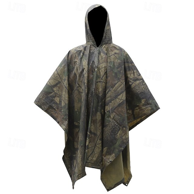 Women's Cloak / Capes Waterproof Windproof Pocket Irregular Hem Casual Camo Outdoor Vacation Street Daily Wear Long Hooded Loose Fit Long Sleeve Outerwear Camouflage Fall Winter4