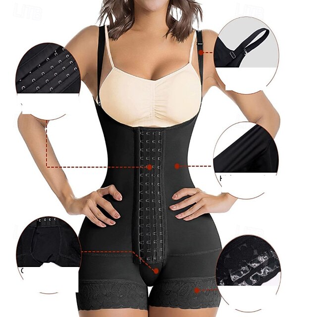 Women's Corset Shapewear Waist Cincher Shapewear Onesie Sexy Corset Fashion Sexy Pure Color Adjustable Backless Vacation Street Date Sleeveless U Neck Black Spring Fall Tailored Fit4