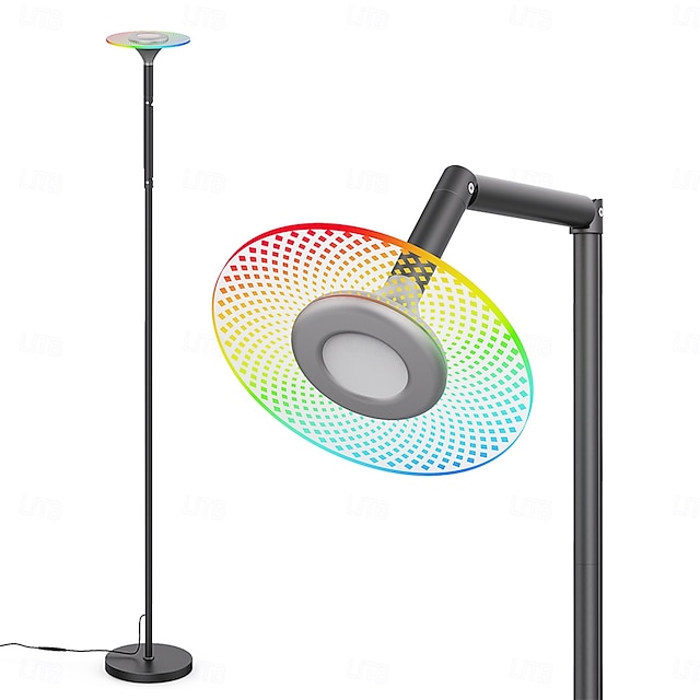 Lámpara de pie RGB para sala de estar, lámpara de pie inteligente con control remoto de aplicación para dormitorio, oficina y lectura.