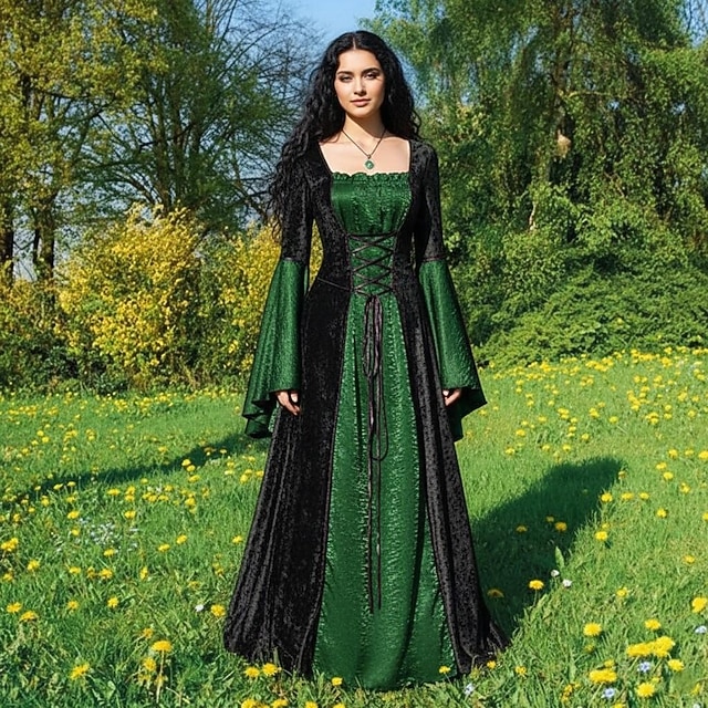 Déguisement Femme Viking Robe Deux-pièces Renaissance Médiévale Costume d'Halloween