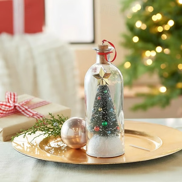  Messaggio di Natale in una bottiglia, ornamento con registrazione vocale, ornamenti in vetro per l'albero di Natale con messaggio, design unico con bottiglia, decorazione natalizia registrabile,