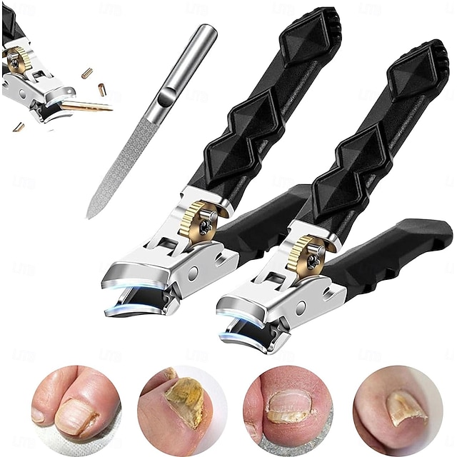  Set de clești de unghii Orthoclip de calitate medicală - cu maxilar lat &clește de tuns cu vârf unghiular pentru păr gros &unghii încarnate, cu blocare de siguranță &pilă de unghii, pentru vârstnici