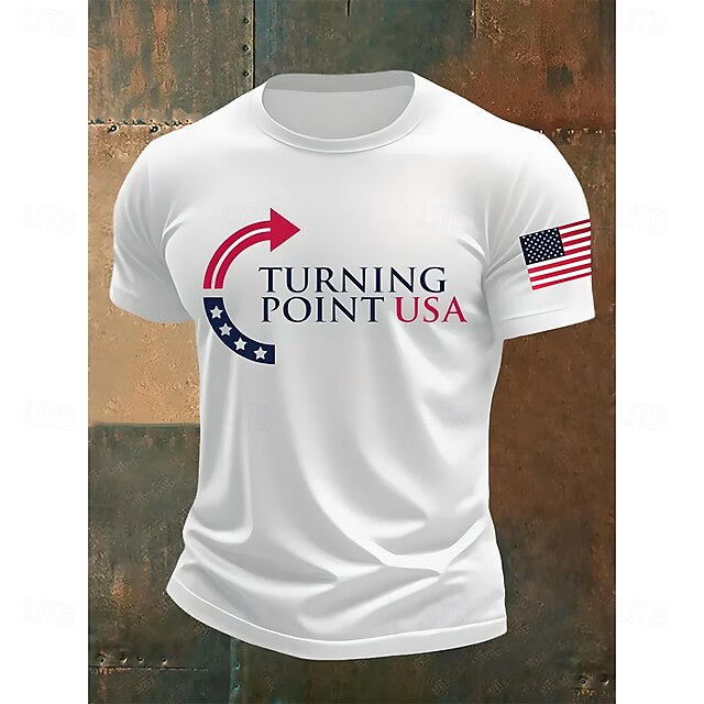 Men's Letter American Flag Short Sleeve Shirt T shirt Tee Tee Top Short Sleeve T shirt 3D Print Crew Neck Shirt Fashion Designer Casual Vacation Daily Holiday White All Seasons Clothing Apparel XXL2