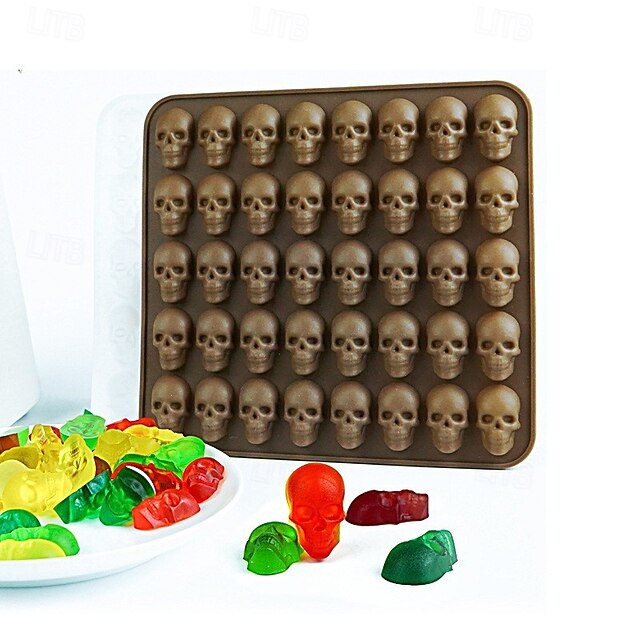 Halloween Silicone Chocolate Mold Non-Stick Baking Pan for Jelly Pumpkin Gummies & More - Wizard Hat Bat Skull Spider Tombstone Shapes - Dishwasher Oven Fridge Safe Halloween Silicone Mold4