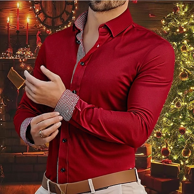  Per uomo Camicia Camicia Estiva Camicia casual Camicia da Spiaggia Camicia con Bottoni Nero Bianco Giallo Rosso Blu reale Manica Lunga Blocco di colori Bavero Vacanza Camicia hawaiana Splice