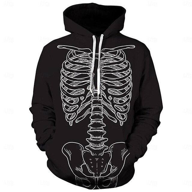 Scary Movie Halloween Skeleton Skull Hoodie Cartoon Manga Anime 3D Front Pocket Graphic For Couple's Men's Women's Adults' Halloween Carnival Masquerade 3D Print Casual Daily4