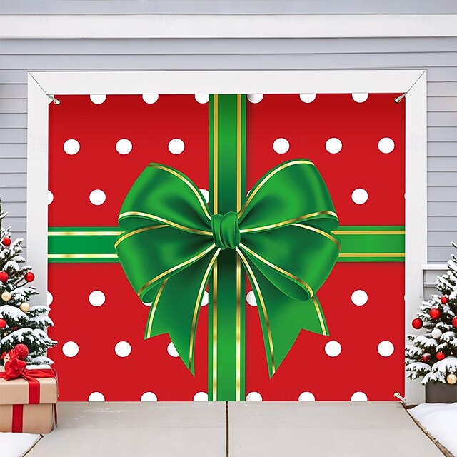 Christmas Tapestry Garage Door Cover Large Hanging Backdrop Gift Cute 3D Party Outdoor Holiday Shooting Backgrounds Yard Home Decor4