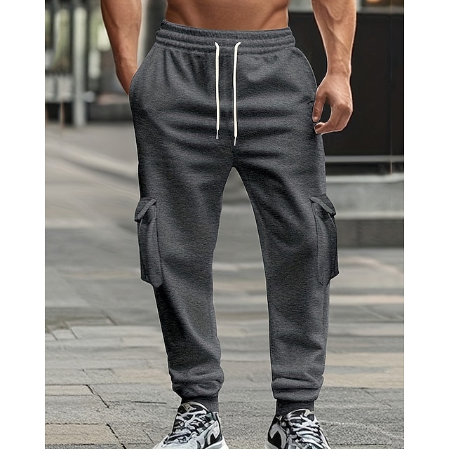  Per uomo Pantaloni da Tuta Cargo Pantaloni da tuta Joggers Pantaloni Coulisse Tasca Elastico in vita Semplice Comodità Sport all'Aperto Quotidiano Moda Casual Nero Bianco Micro-elastico