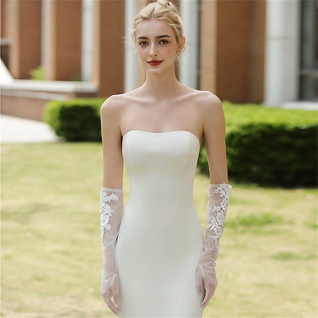  チュール 肘丈 グローブ エレガント / パーティー／イブニング / スタイリッシュ と ピュアカラー ウェディング / パーティーグローブ