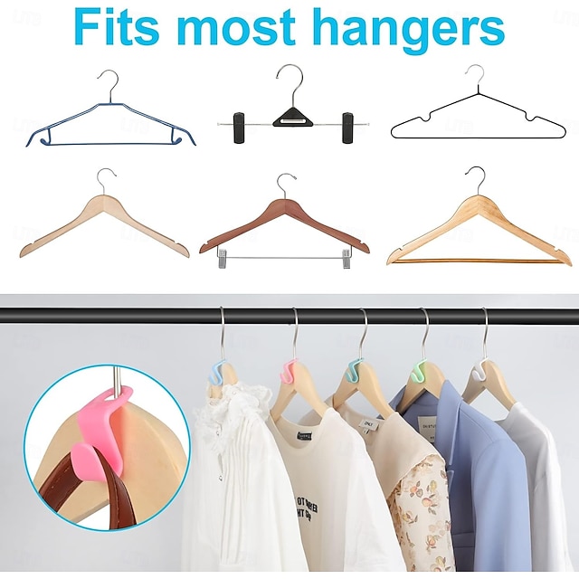 200pcs Space-Saving Clothes Hanger Connector Hooks – Stackable Wardrobe ...