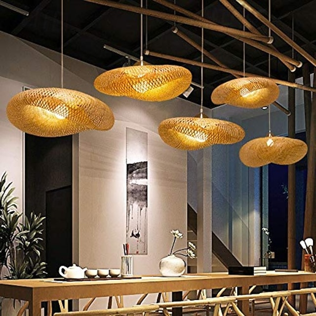 LED Pendelleuchte Bambuslaterne Design Kronleuchter Retro 40cm ...