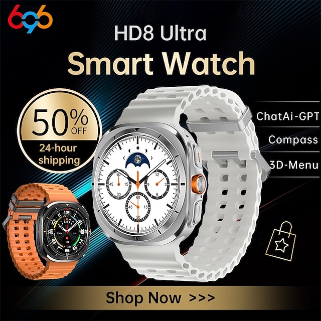  HD8ultra Reloj inteligente 1.46 pulgada Smartwatch Reloj elegante Bluetooth Monitoreo de temperatura Podómetro Recordatorio de Llamadas Compatible con Android iOS Mujer Hombre Larga espera Llamadas
