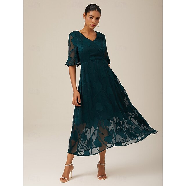 Evening Dresses Cocktail Sleeve Dress White Lace Womens Mid Calf Dresses  Women's Maxi Dress Semi Formal