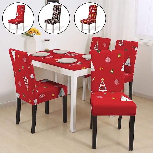  Coprisedia natalizio per sala da pranzo / coprisedia per sgabello, copridivani in poliestere con stampa geometrica, coprisedia decorativo per le feste per la casa