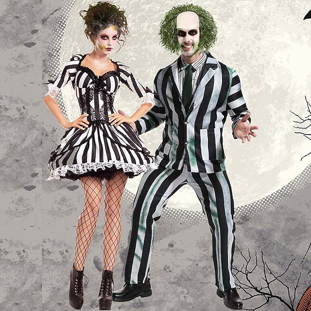  Beetlejuice Lydia Deetzová předvečer Všech svatých Obleky a blejzry Halloween skupinové kostýmy pro páry Beetlejuice 2 horor Horor Dospělé Pro páry Pánské Dámské Karneval Večírek Jednoduch