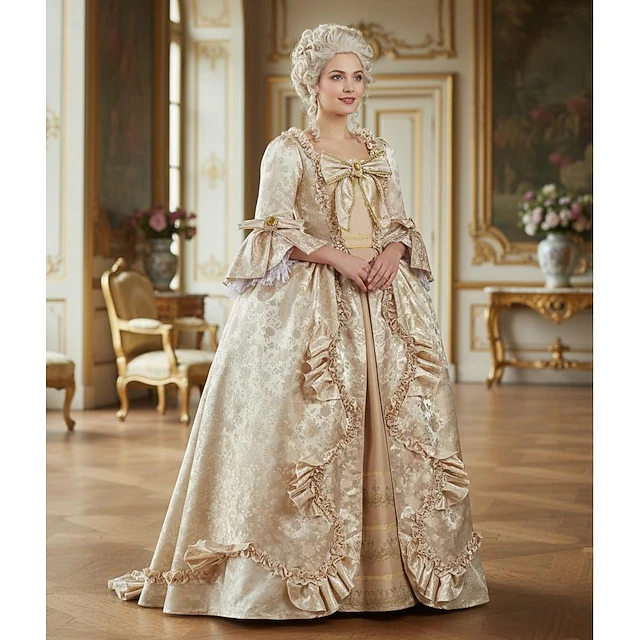 Fancy Renaissance Ball Rococo Renaissance Colonial Period Fancy Costume Ball Gown Prom Dress ...