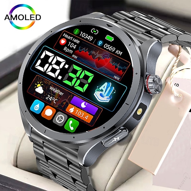  iMosi ET472 Reloj inteligente 1.53 pulgada Smartwatch Reloj elegante Bluetooth ECG + PPG Podómetro Recordatorio de Llamadas Compatible con Android iOS Mujer Hombre Llamadas con Manos Libres