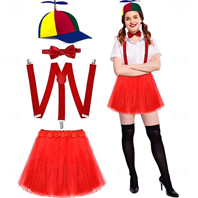 Tweedle Dee Dum Halloween Cosplay Costume Outfits Helicopter Hat Carnival Costume Cosplay Kid's Adults' Women's Girls' Halloween Carnival Mardi Gras Performance Party Stage Easy Halloween Costumes 9