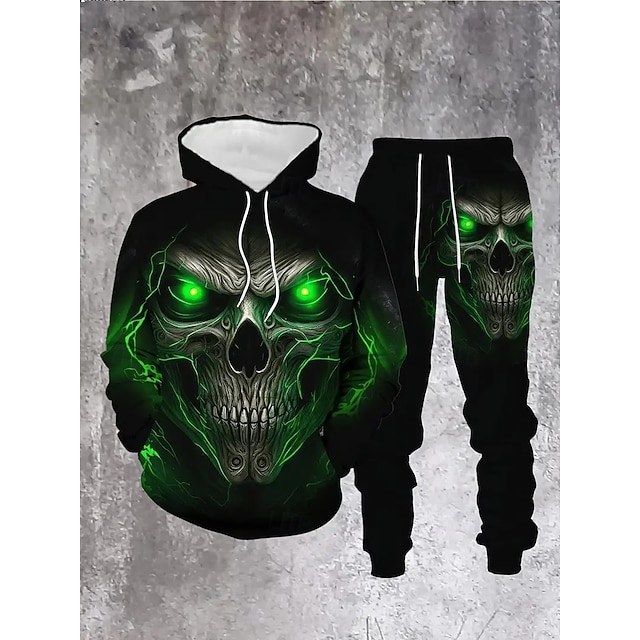  חג ליל כל הקדושים גולגולתשלד תלבושות קפוצ'ון אימונית אנימה 3D גרפי עבור לזוג בגדי ריקוד גברים בגדי ריקוד נשים מבוגרים האלווין (ליל כל הקדושים) קרנבל נשף מסכות הדפסת תלת מימד יום יומי\קז'ואל